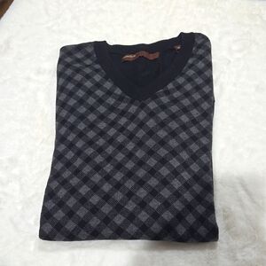 Perry Ellis V-neck men's long sleeve black and gray sweater NEW size L